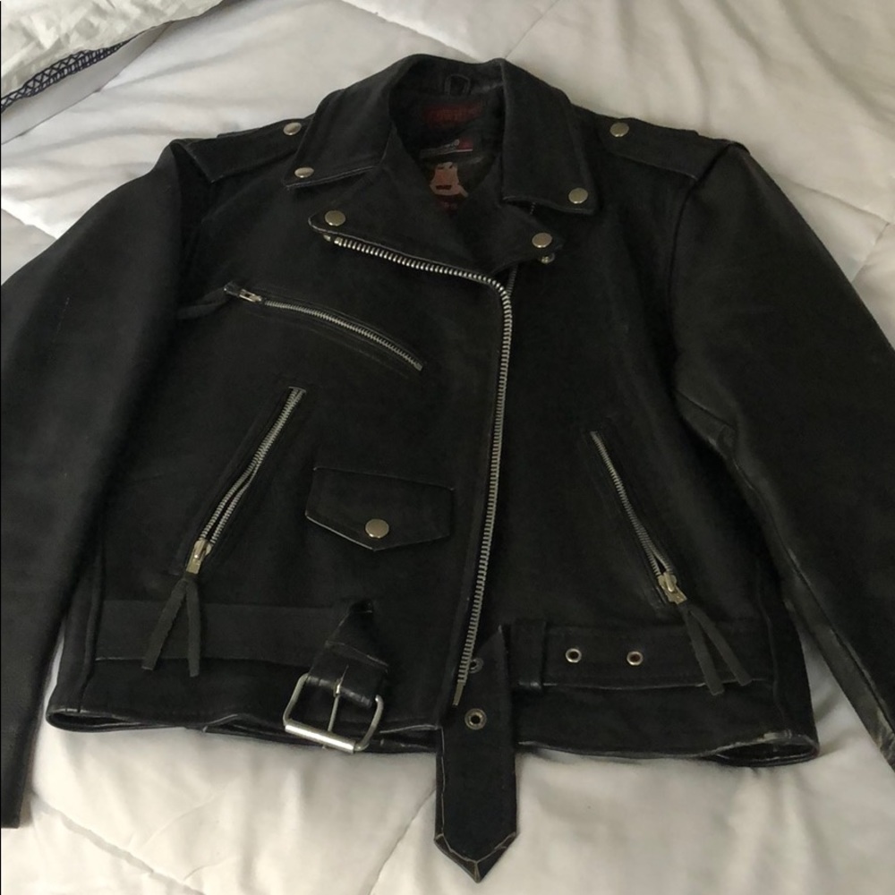 Leather biker jacket